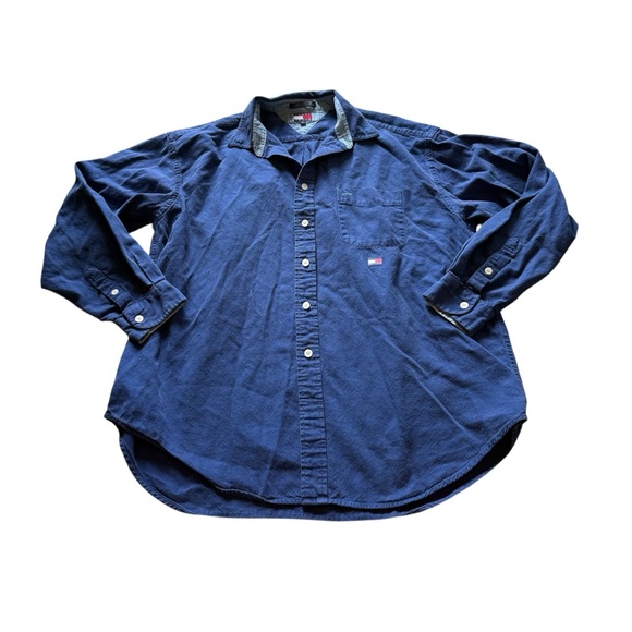 Vintage Tommy Jeans Tommy Hilfiger Men's Blue Denim Button Down Shirt - Picture 1 of 7
